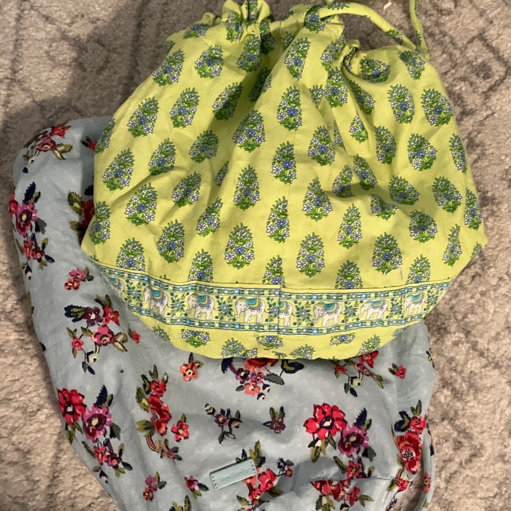 Vera Bradley Green and Gray Floral Drawstring swim  Bags